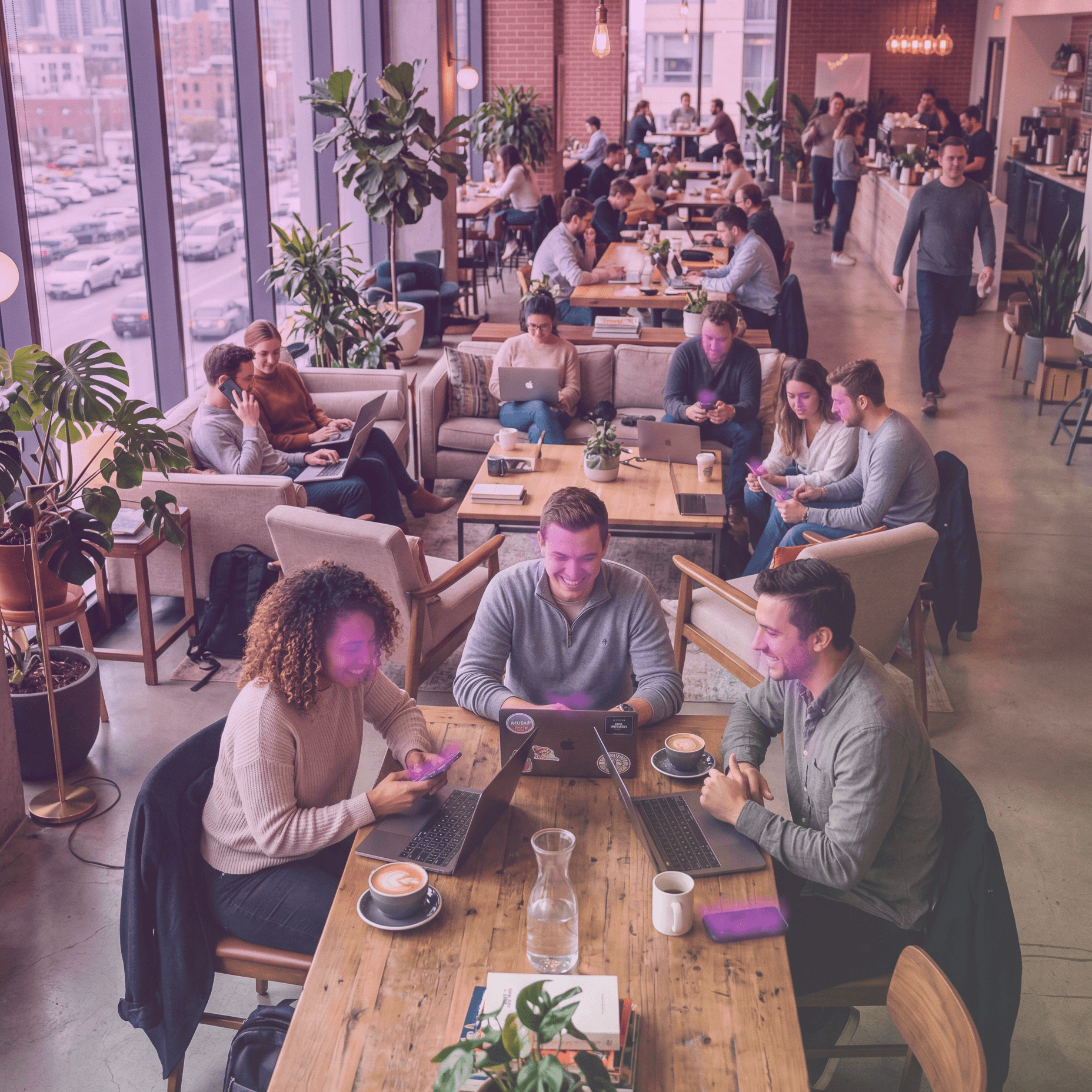 zeeen users in a busy cafe